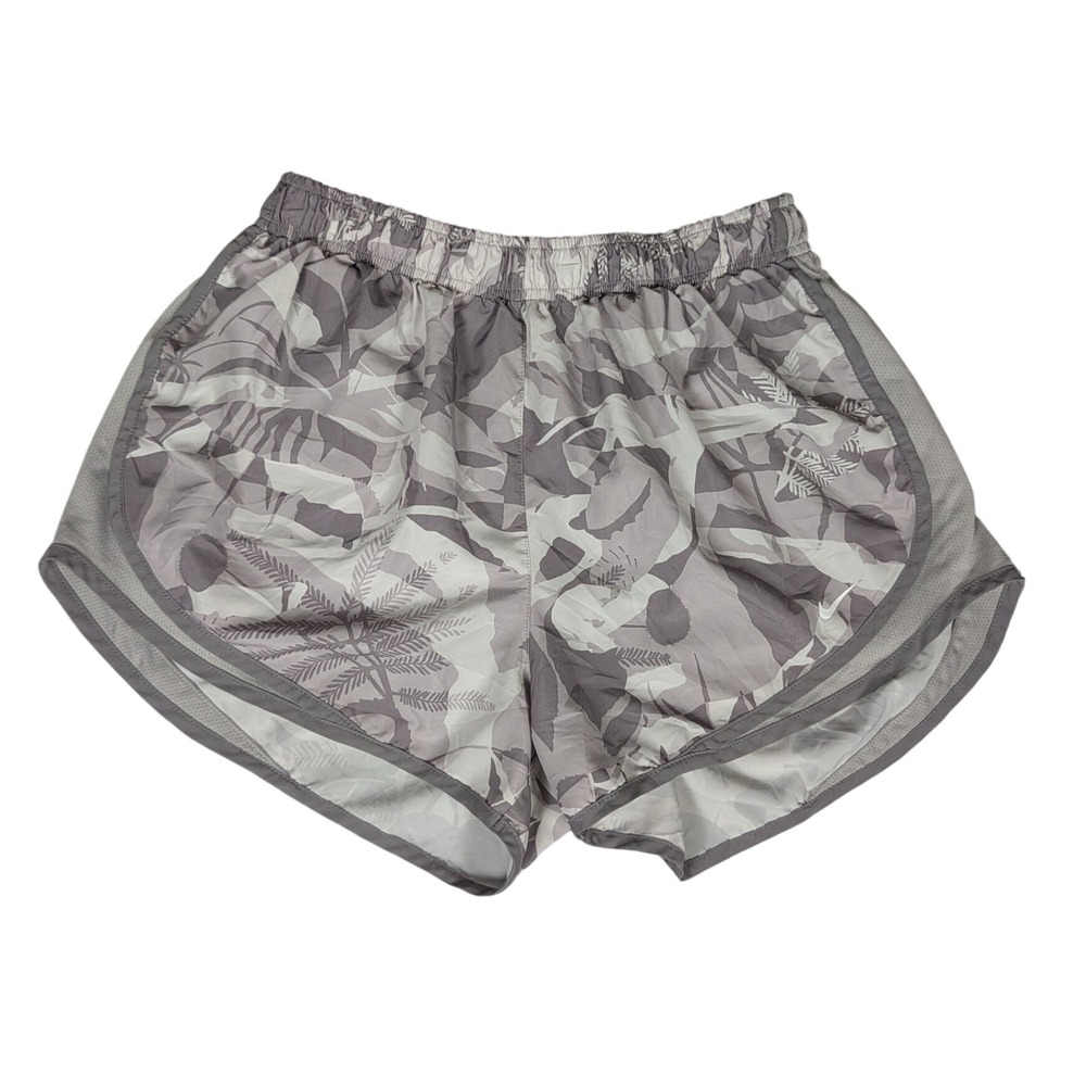 Nike Dri Fit Running Shorts Gray White Camo Print Women's Size Large‎